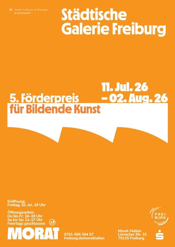 Plakat zum Förderpreis in Orange und dem Logo der Morat-Hallen