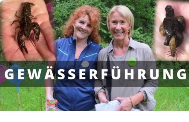 BUND - Bund für Umwelt und Naturschutz Deutschland Zwei Gewässerführerinnen die einen Krebs und eine Köcherfliegenlarve in den Händen halten