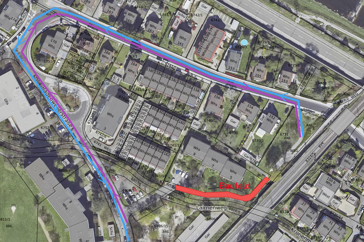 Umleitungsgrafik im Bereich Badenweiler Straße