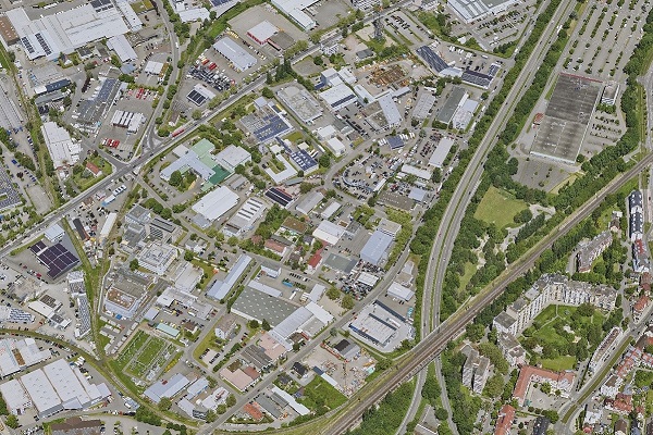 Luftbild eines Gewerbegebiets, Foto: Stadt Freiburg Luftbild eines Gewerbegebiets