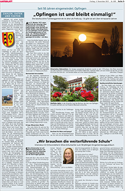 Screenshot von Seite 5 im Amtsblatt zum Thema 'Opfingen'