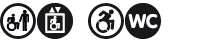 barrierefrei erreichbar, rollstuhlgerecht mit Hilfe &uuml;ber Aufzug, rollstuhlgerechtes WC